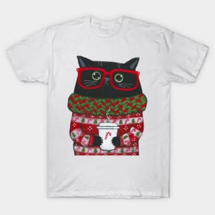 Christmas Coffee Cat T-Shirt